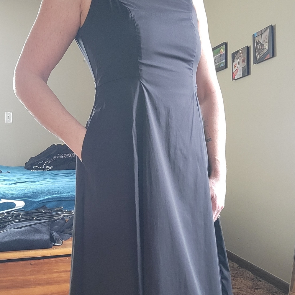 Black Satin Dress w/Pockets